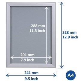Europel A4 folding frame with 20 mm aluminium profile, hinged poster frame with mitre corner, snap frame for e.g. posters, certificates, photos and advertising materials, silver