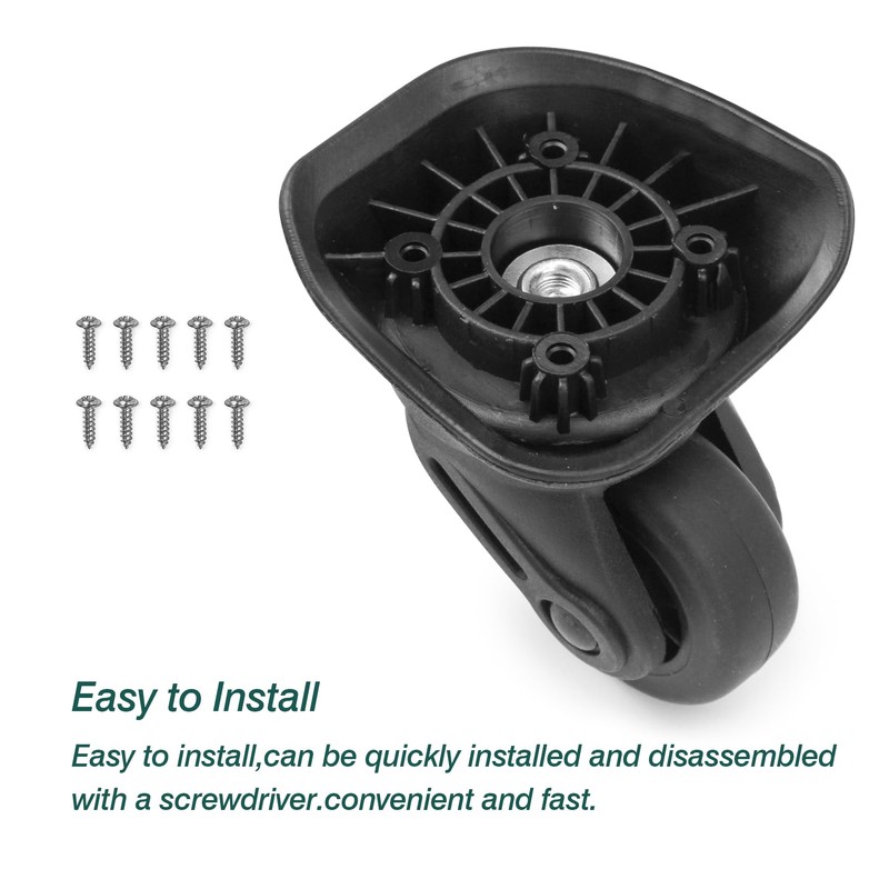 Ech.Apr 2Pcs Luggage Wheels Replacement, Rubber Luggage Swivel Caster, 360