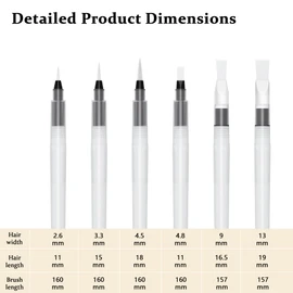 Water Brush Water Brush Pen Water Brush Set of 6 Paint Brushes Watercolor Brush Pen Art Paint Brush Set Easy to Clean Watercolor Set Fountain Pen Acrylic Watercolor Pencil Water Soluble Pen Painting