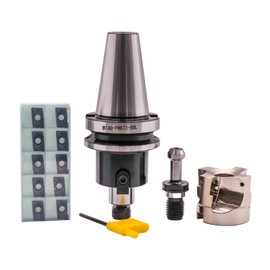 BT30-FMB27-60 Shank Face End Mill Arbor, 3.15"/80mm Cutting Diameter 90 Degree 6 Flute Indexable CNC Face End Mill Shell Cutter 400R 80-27-6T with 10Pcs APMT1604 Carbide Inserts and BT30 Pull Stud