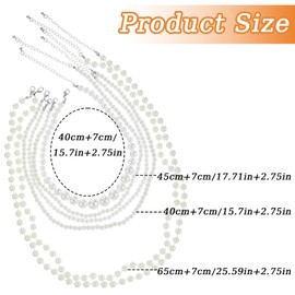 HJZHII 6PCS Long Pearl Necklace, Vintage Elegant Faux Pearl Necklace Flapper 1920s Pearl Accessories Fashion Strand Layered Necklace Gatsby Costume Jewelry for Wedding Party Prom