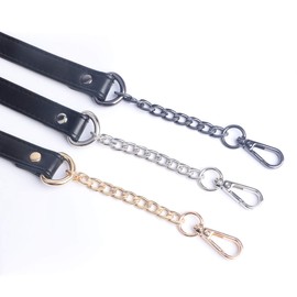 Beaulegan Handbag Chain Handles - Microfiber Leather - 60 cm Replacement Strap for Women Bag/Purse, Pack of 2 (Black/Gold)