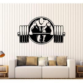 DesignToRefine Wall Decal Fitness Sports Bodybuilding Athlete Barbell Vinyl Sticker Large Decor (ed1982) Black