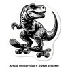 4 x Small 50mm 'Dinosaur on a Skateboard' Permanent Sticker