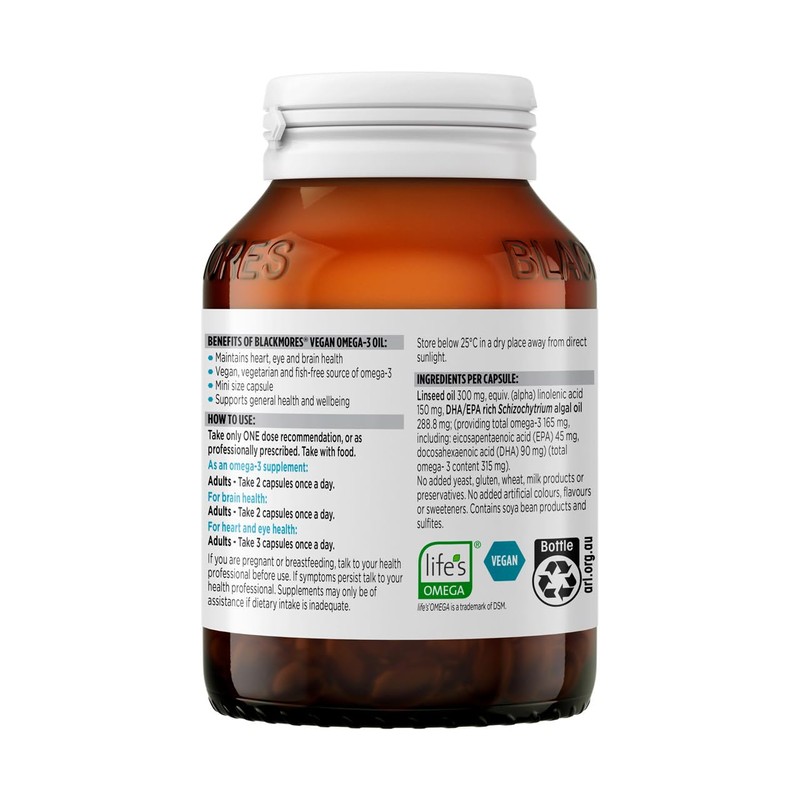 Blackmores Vegan Omega-3 Oil 120 Capsules, Golden (37385)