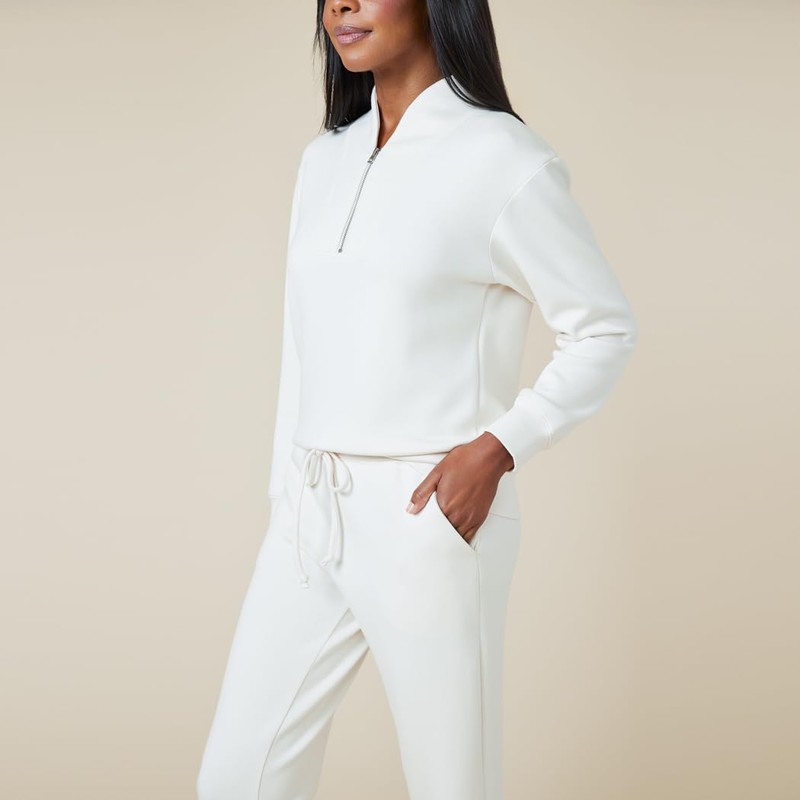 Softies DreamTech 1/4 Zip Jogger Set, Almond, M