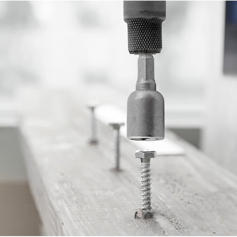 NACX 15mm Magnetic Nut Driver Bit Sets, 1/4" Hex Shank