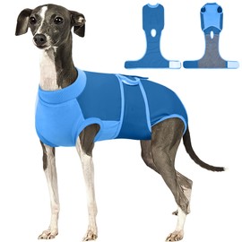 Kuoser Dog Recovery Suit Female, Dog Surgery Suit Male Neuter, Dog Body Suits After Surgery Anti Licking Pet Surgical Suit for Abdominal Wounds Skin Disease, Soft Dog Onesie Substitute Cone, Blue L