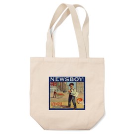 Lantern Press Redlands, California, Newsboy Brand Citrus Label (100% Cotton Canvas Reusable Tote Bag)