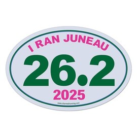 Charmed Running Brand I Ran Juneau Marathon 26.2 Car Magnet with Custom Year Option