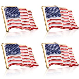 x xotic tech 4 Pack American Flag Enamel Lapel Pins, Patriotic USA Waving Flag Brooch Pin Badge United States of America Pin For Backpacks Hat Coats Jackets and Lanyards Decor (Gold)