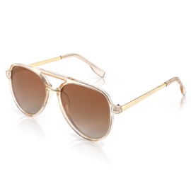 FEISEDY Vintage Aviator Polarized Metal Plastic Sunglasses Women Men Classic 70s UV400 Protection for Driving Fishing B0031