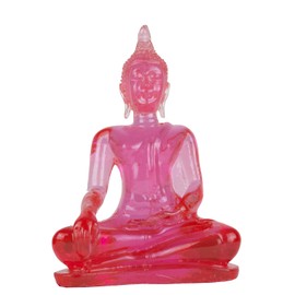 BUDDHO Buddha overcoming Temptations Buddha Statue 4" H. Poly Resin Thai Buddha Statue for Home Decor Buddha Decor Buddha Gift Buddha Altar (Pink)