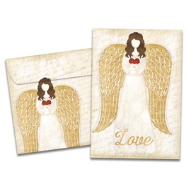 Tree-Free Greetings Christmas Angel Cards - 10 Recycled 5x7 Cards & Matching Envelopes, Thick Cardstock, Sustainably Made in USA - Classic Holiday Imagery