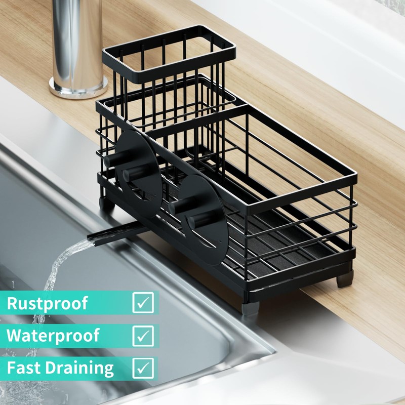 HapiRm Sink Caddy Sponge Holder - Self-draining Kitchen Sink Organizer