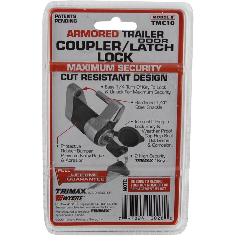 Trimax Hitch Coupler Lock Steam-Chrome Plated Trailer [Anti-Theft]