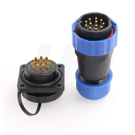 HangTon HE29 12 Pin Male Round Connector Female Plastic Cable Connector and 4 Screws Panel Socket for Electricity Industrial Waterproof IP68 Outdoor Devices