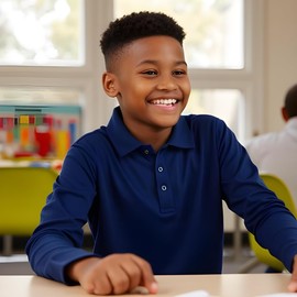 INGEAR Boys Golf Polo Long Sleeve Shirts Performance Active Wear Polo for Tennis and Casual Wear - Versatile Boys Polo Shirts (US, Alpha, X-Large, Navy)