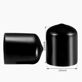 50pcs Screw Thread Protectors PVC Rubber Round Tube Bolt Cap Plastic End Cap Thread Protector Cover Caps Black Inner Diameter 18mm