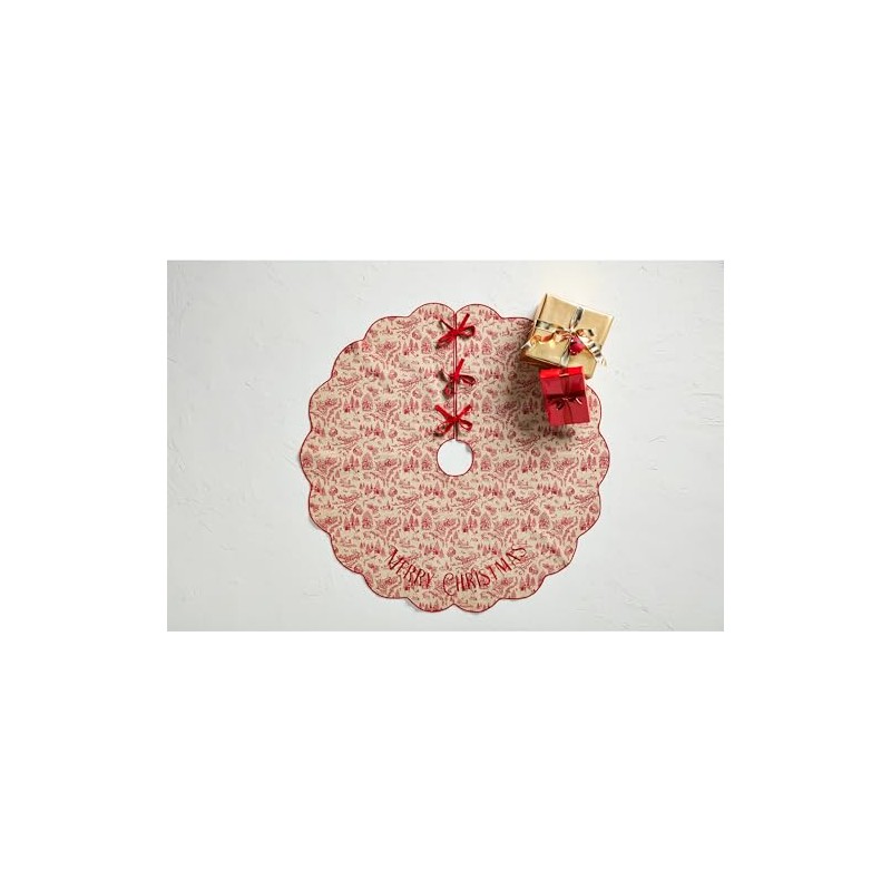 Mud Pie Toile Scalloped Tree Skirt; 54" Dia