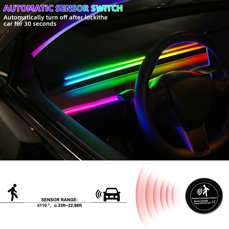 Acrylic Interior Car LED Strip Light with Wireless APP, 10