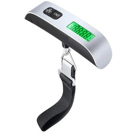 High Precision Luggage Scale, Digital Electronic LCD Display Tare Function Backlight Hanging Weighing Portable Handheld Balance Pocket Suitcase Bag Baggage 110lb 50kg Travel Accessories Silver