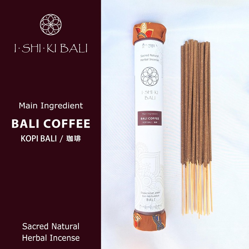 I-SHI-KI BALI Incense, Bali Coffee, Sacred Natural Herbal Incense, Pack