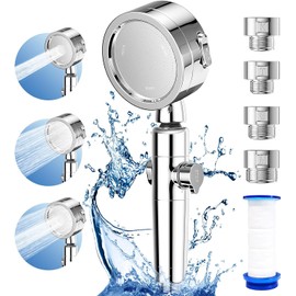 Shower Head (Ultimate Improved 2024) Water Saving 80% High Water Pressure Purification Chlorine Micro Nano Bubble Water Stop Button 3 Stage Mode Disassembly Cleaning High Pressure Low Water Pressure