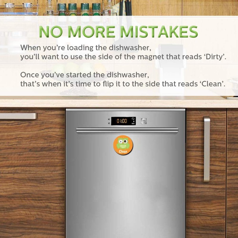 Dishwasher Magnet Clean Dirty Sign Double Sided Flip Non-Scratch Magnetic