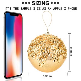 4" Christmas Ball Ornaments, 4pc Set Champagne Shatterproof Christmas Decorations Tree Balls for Xmas Trees Wedding Party Holiday Decorations (Champapne)