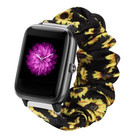 Compatible with Orit Smart Watch Bands, Giaogor Fabric Elastic Scrunchie Elastic Watch Band Women Cute Replacement Straps Compatible with Orit Smart Watch/Fitpolo Smart Watch 1.3 (Sunflower)