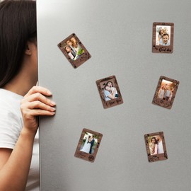 Yalikop 6 Pcs Magnetic Picture Frames for Locker Decorations Magnetic Photo Frames Unfinished Wood Photo Magnets for Refrigerator School Locker Accessories