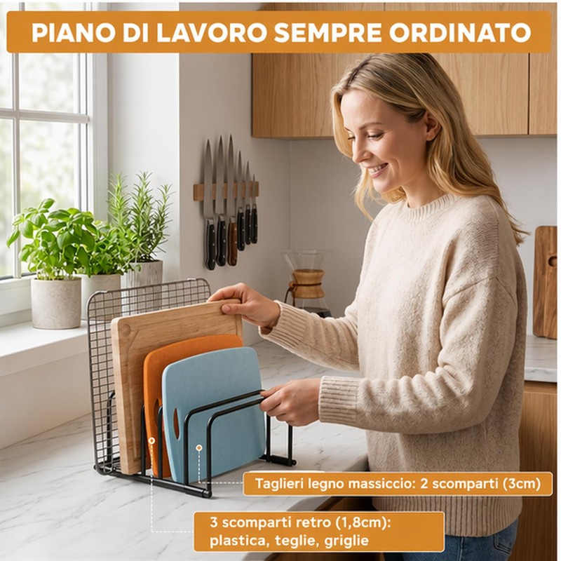 Dexpally 2 Pezzi Porta Taglieri Da Cucina in Metallo, Supporto