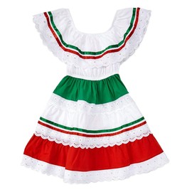 unik Girl's Traditional Mexican Cinco De Mayo Fiesta Dress Red Size 14