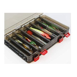 10/14 Grids Double-Sided Fishing Lure Hook Tackle Box Visible Hard Plastic Clear Fishing Lure Bait Squid Jig Minnows Hooks Accessory Storage Case Container (Grey-14 Grids)