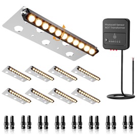 ZZXX 8 Inch 5W LED Hardscape Lighting 2700K Retaining Wall Lights 12-24V Low Voltage Step Light with Photocell Sensor IP68 Waterproof Paver Lights Outdoor for Deck Fence Patio Walls Stairs,8 Pack