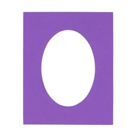 CountryArtHouse Purple Acid Free 8x10 Oval Picture Frame Mat with White Core Bevel Cut for 5x7 Pictures - Fits 8x10 Frame - Pack of 1 Matboard Show Kit with Acid Free Backing & Clear Bag
