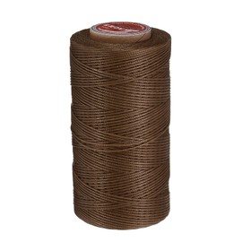 uxcell Flat Leather Sewing Waxed Thread, 200m / 219 Yards Polyester Wax String, 210D Wax Stitching Cord for Leather Crafts, Bookbinding, Bracelets Braided, Brown