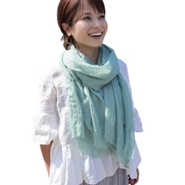 Rastole Women's Stole, Summer, Overseen by Stylist, Large Scarf, Thin, UV Protection, 99% Gauze, light moss green