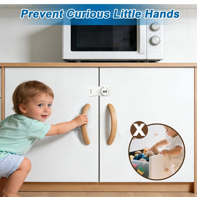 3-Digit Combination Cabinet Locks for Double Sliding Bifold Doors White
