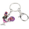 BONSNY Llavero de metal esmaltado para mujer, diseño de gallo