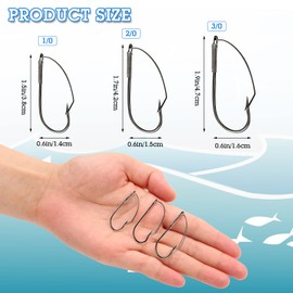 50 Pcs Weedless Fishing Hooks Wacky Worm Hooks Wide Rig Fishing Hooks Carbon Steel Fishing Wacky Worm Bass Fish Hooks for Soft Worm Baits(1/0)