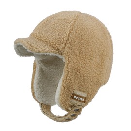 Clakllie Winter Russian Hats Trapper Trooper Hat for Men Windproof Eskimo Cap Hunting Skiing Caps with Earflaps,Beige