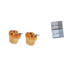 Miniblings Earrings Stud Earrings Cakes Cupcake Muffin Blueberry Beige