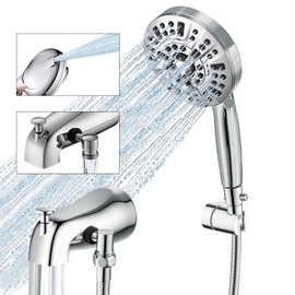 SUBEIXI Tub Spout with Diverter, Chrome High Pressure 10 Mode Handheld Shower Sprayer, Bathtub Faucet with Sprayer
