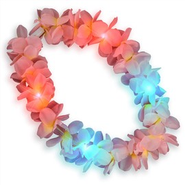 Large Assorted Light Up Hawaiian Leis with Flashing LED Lights (Set of 48)
