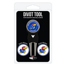 Team Golf NCAA Kansas Jayhawks Divot Tool with 3 Golf Ball Markers Pack, Markers are Removable Magnetic Double-Sided Enamel
