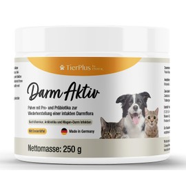 TierPlus Darm Aktiv Pulver für Hunde & Katzen, Probiotika & Präbiotika für eine gesunde Darmflora- Nach Durchfall, Wurmkur, Antibiotika & Magen- Darm