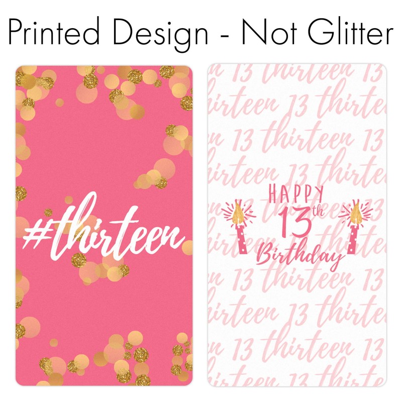 Girls 13th Birthday Party Mini Candy Bar Wrappers, Pink and