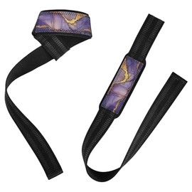 Correas de elevación de mármol dorado morado de 26 pulgadas antideslizantes para levantamiento de potencia, entrenamiento de fuerza, culturismo